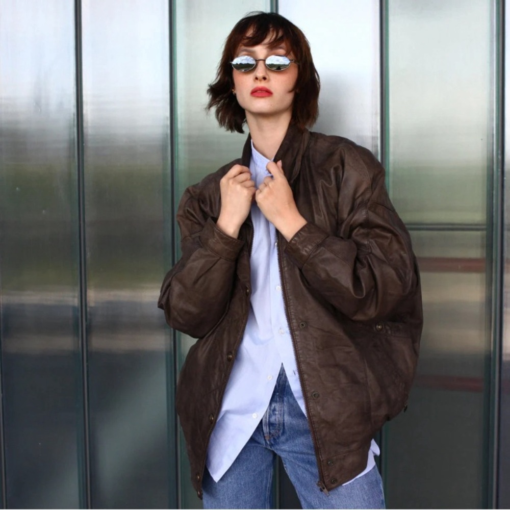 Vintage Abercrombie leather aviator bomber jacket